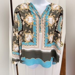 Cato Fashion Elegant Women's Baroque Print Blouse - Multicolor